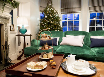 Afternoon tea in the drawing room at Christmas - the Swan Southwold